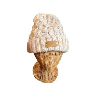 Aran Traditions Cream Cable Knit Beanie Hat For Adults -  One size